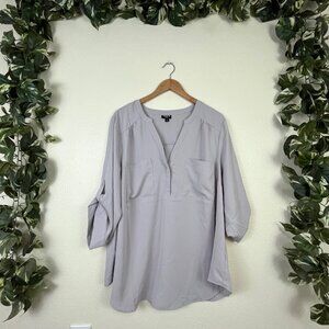 Torrid Harper Long Sleeve V-Neck Relaxed Blouse Lavender Women’s Size 3X